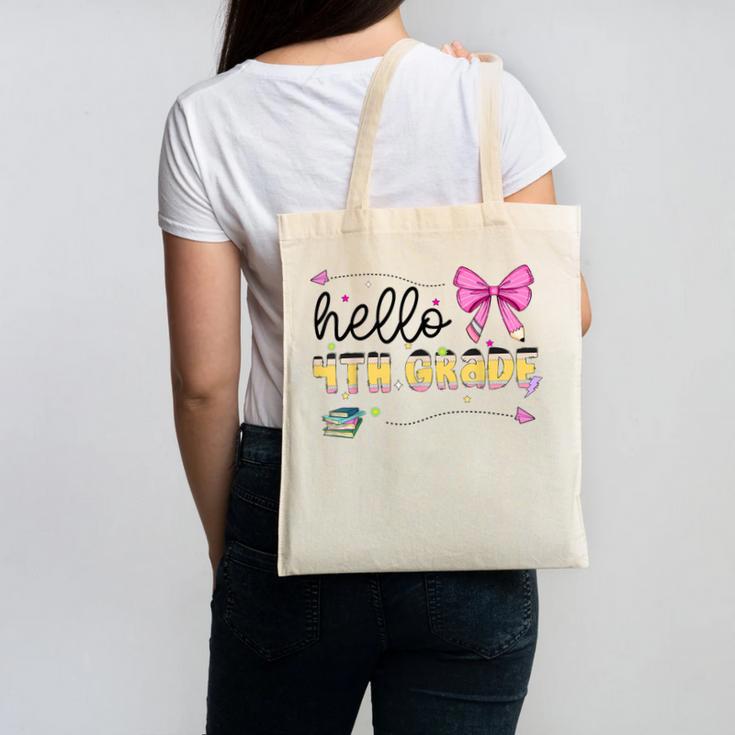 Hello 4th Grade Girls Coquette Fourth Grade Back To School Canvas Tote Bag