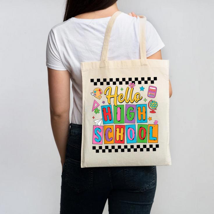 Hello Highshool First Day Of School Back To School Boy Girls Canvas Tote Bag