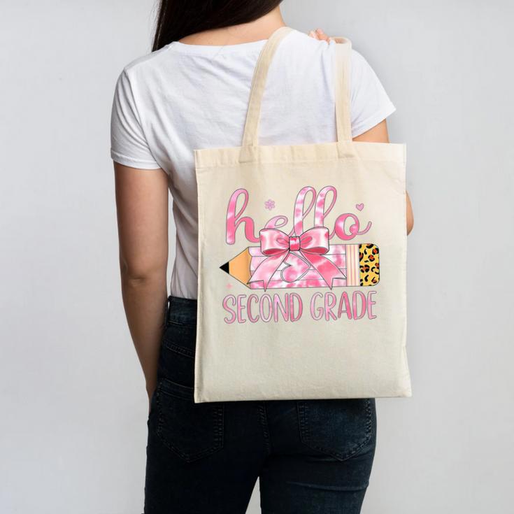 Hello Second Grade Pencil Tie Dye Coquette Back To School Canvas Tote Bag Hello Second Grade Pencil Tie Dye Coquette Back To School Canvas Tote Bag