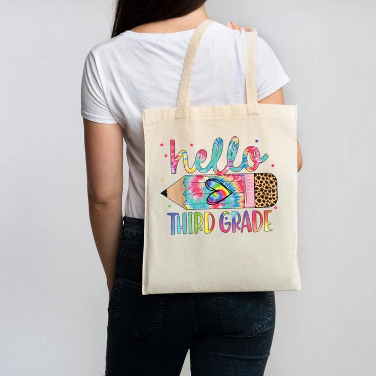 Hello Third Grade Pencil Tie Dye Back To School 3rd Grade Canvas Tote Bag