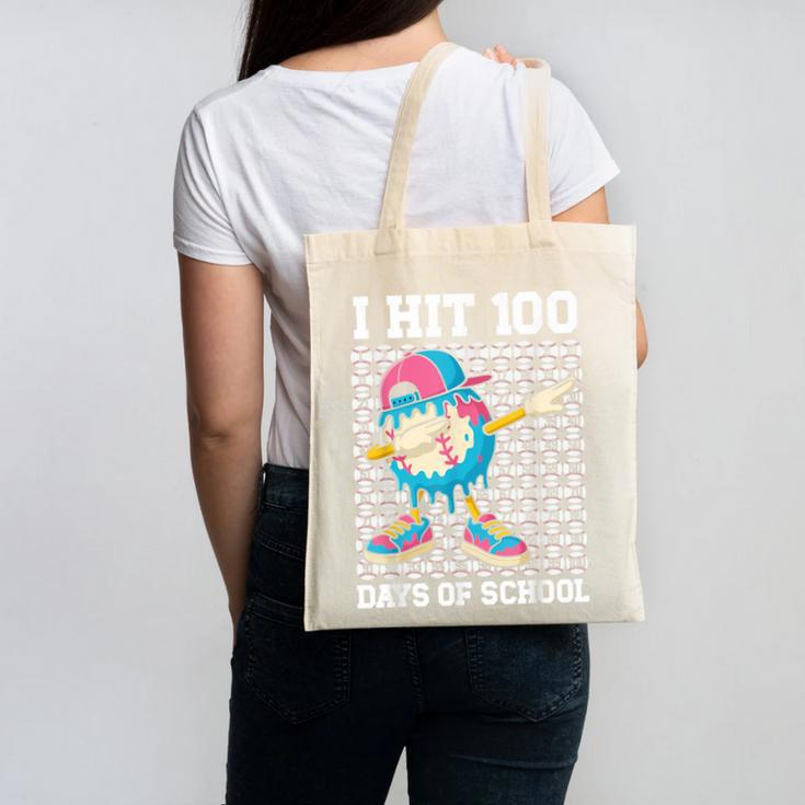 I Hit 100 Days Of School Baseball Ice Cream Drip Boys Girls Canvas Tote Bag I Hit 100 Days Of School Baseball Ice Cream Drip Boys Girls Canvas Tote Bag