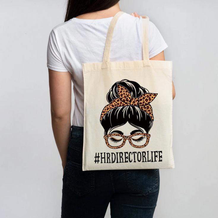 HR Director Leopard Messy Bun Appreciation Back To School Performance Canvas Tote Bag