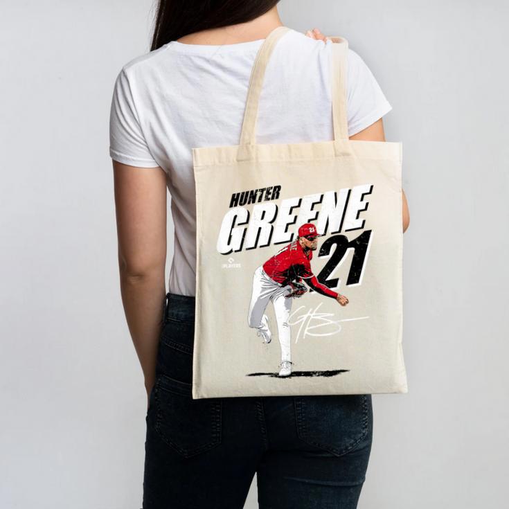 Hunter Greene Cincinnati MLB Baseball Players MLBHGR204M Canvas Tote Bag