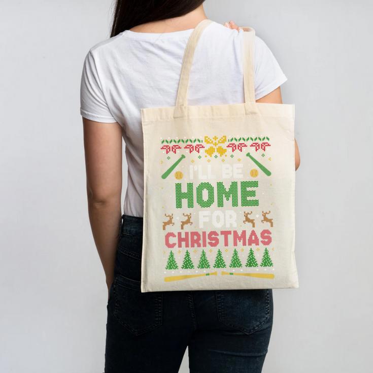 I’Ll Be Home For Christmas Baseball Ugly Sweater Canvas Tote Bag I’Ll Be Home For Christmas Baseball Ugly Sweater Canvas Tote Bag