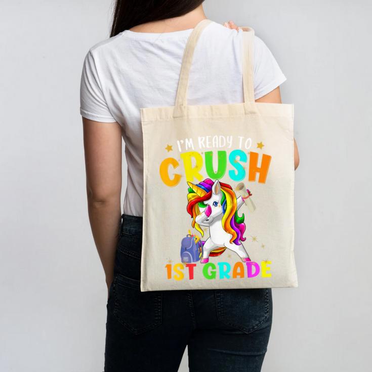 I'm Ready To Crush 1st Grade Dabbing Unicorn Back To School Canvas Tote Bag