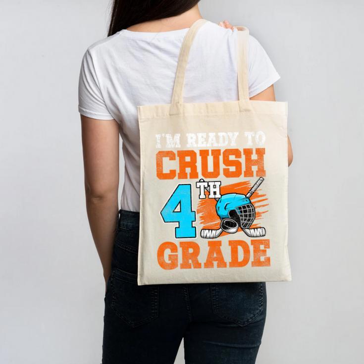 I'm Ready To Crush 4th Grade Hockey Kids Back To School Premium Tri-Blend Canvas Tote Bag