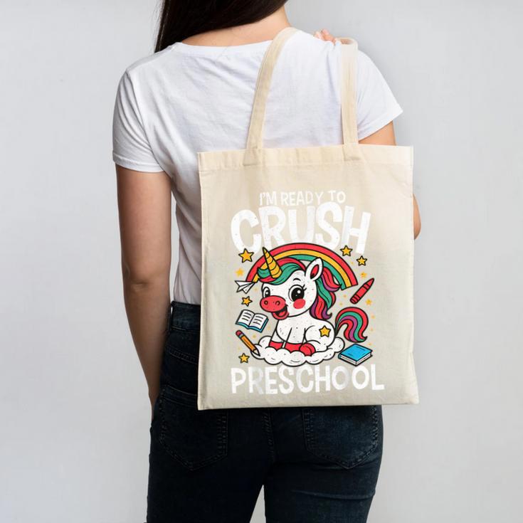 I'm Ready To Crush Preschool Unicorn Back To School Girls Canvas Tote Bag
