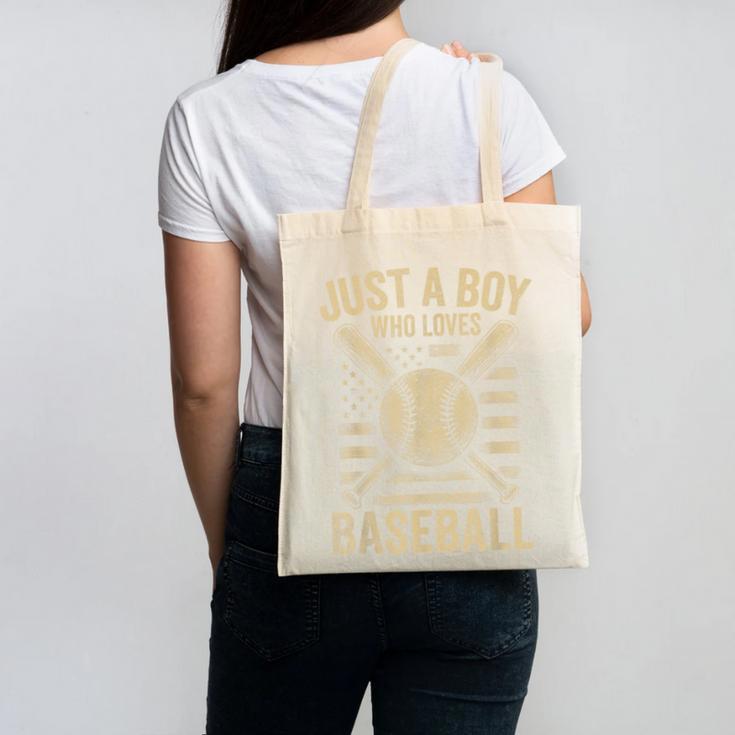 Just a Boy Who Loves Baseball Canvas Tote Bag