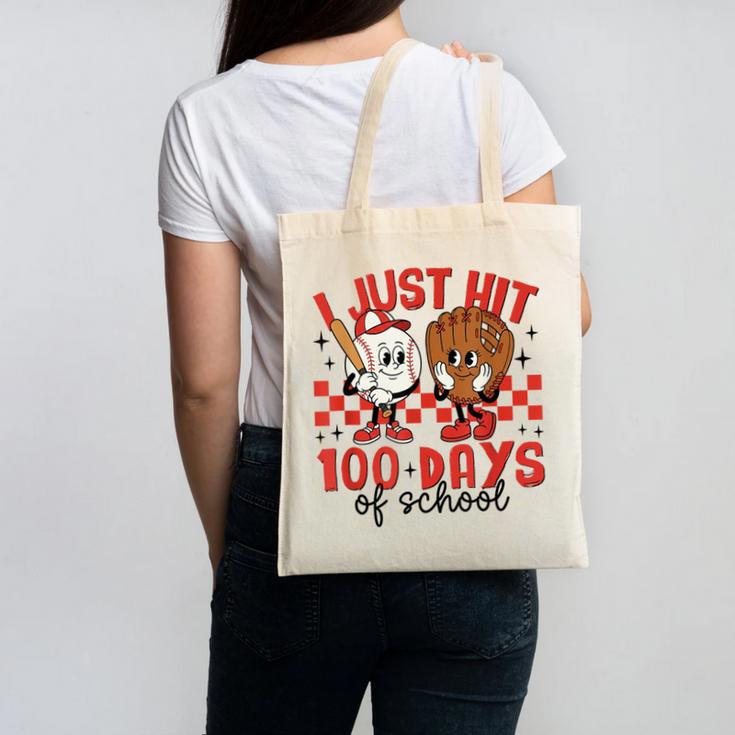 I Just Hit 100 Days Of School Baseball 100th Day Teacher Kid Canvas Tote Bag