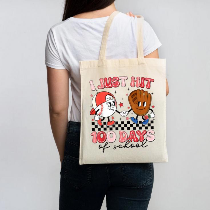 I Just Hit 100 Days Of School Baseball Boy Girl Teacher Canvas Tote Bag