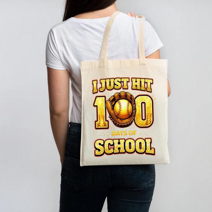 I Just Hit 100 Days Of School Baseball Boys Kids 100th Day Canvas Tote Bag