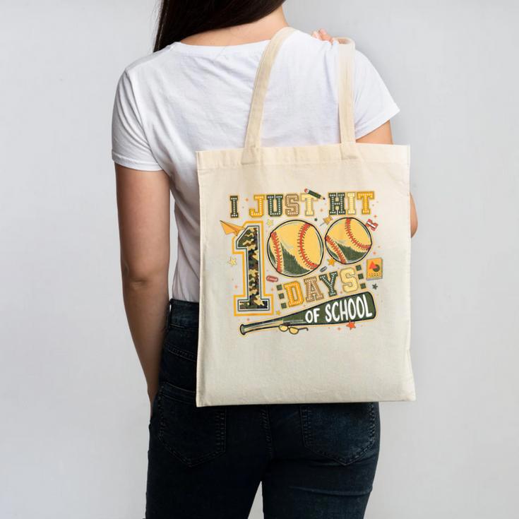 I Just Hit 100 Days Of School Baseball Camo Boys Kid Toddler Canvas Tote Bag I Just Hit 100 Days Of School Baseball Camo Boys Kid Toddler Canvas Tote Bag