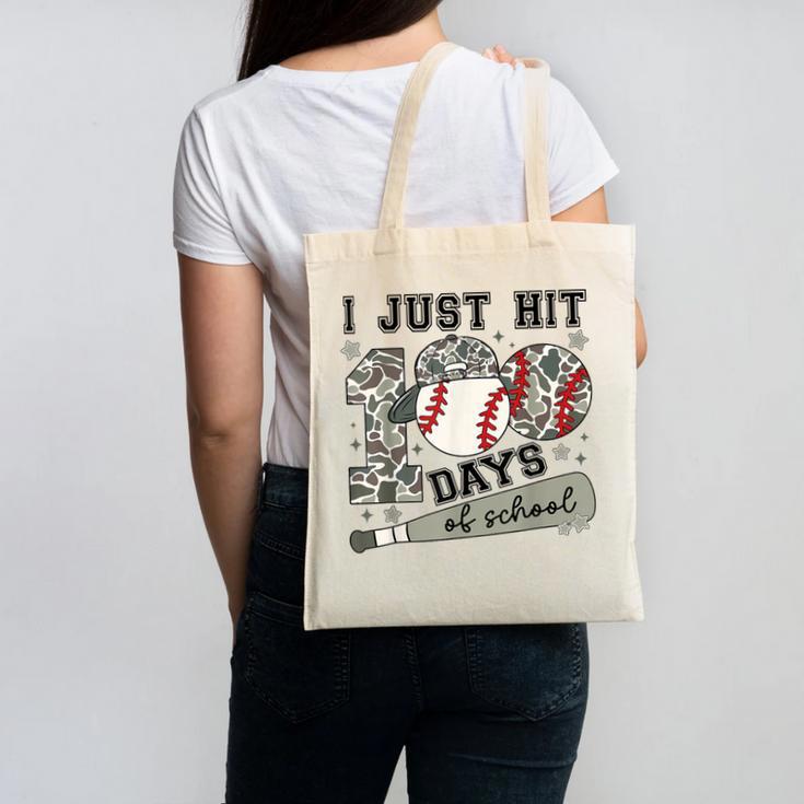 I Just Hit 100 Days Of School Teacher Baseball Boys Kids Canvas Tote Bag