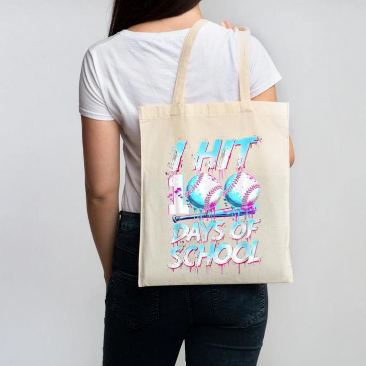 Kids 100 Days Of School 100th Day Baseball Ice Cream Drip Canvas Tote Bag Kids 100 Days Of School 100th Day Baseball Ice Cream Drip Canvas Tote Bag