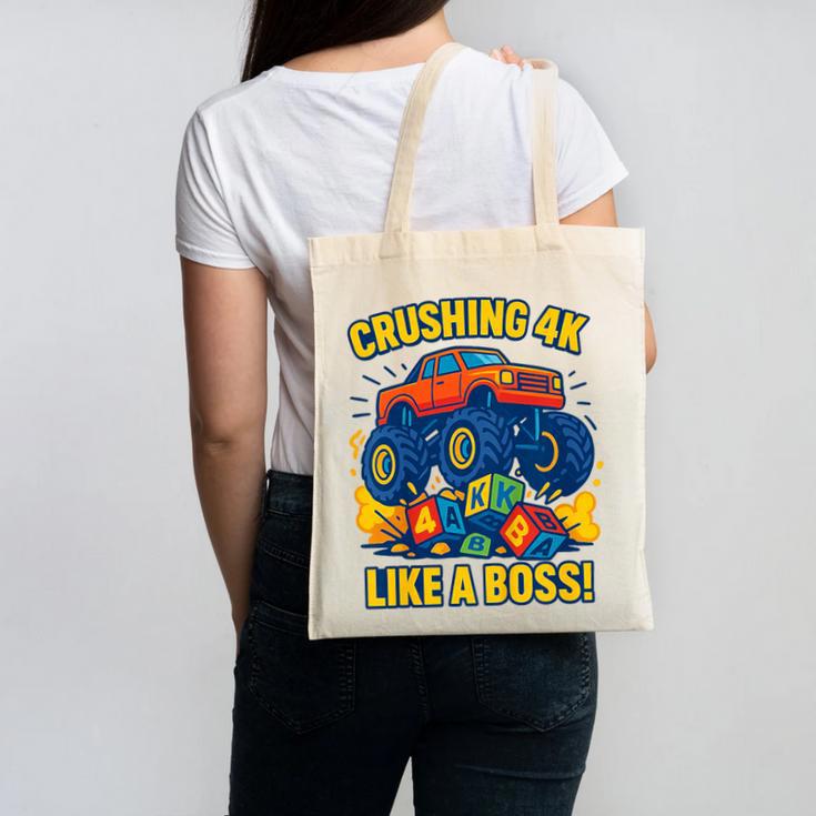 Kids 4k Boys Back To School Shirt Monster Truck Crushing 4k Canvas Tote Bag Kids 4k Boys Back To School Shirt Monster Truck Crushing 4k Canvas Tote Bag