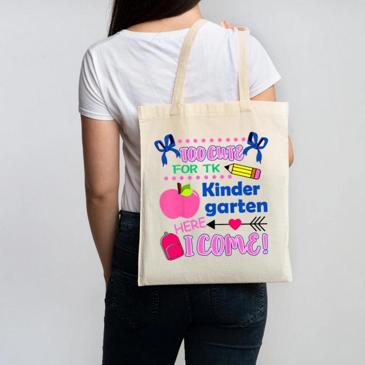 Kids Back To School Here I Come Kindergarten Girls TK Grad Canvas Tote Bag