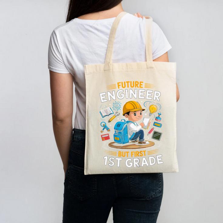 Kids Future Engineer 1st Grade Student Back To School Boys Kid Canvas Tote Bag Kids Future Engineer 1st Grade Student Back To School Boys Kid Canvas Tote Bag