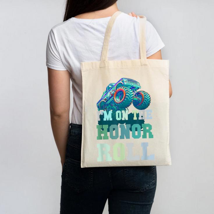 Kids I'M ON HONOR ROLL Monster Trucks Back To School Bruh Canvas Tote Bag