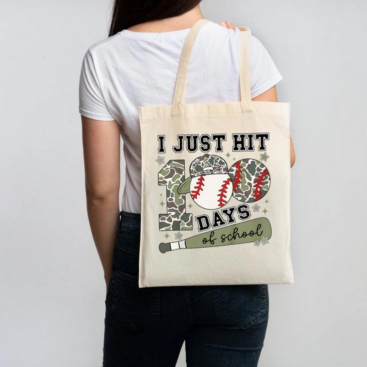 Kids I Just Hit 100 Days Boys 100 Days Of School Baseball Kids Canvas Tote Bag