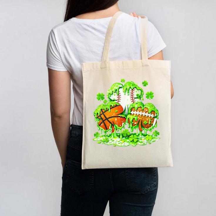 Kids St Patricks Day Shamrock Basketball Baseball Football Canvas Tote Bag