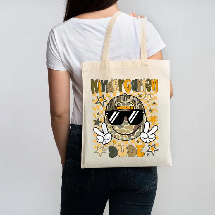 Kindergarten Camo Camouflage Smile Face Back To School Kids Canvas Tote Bag