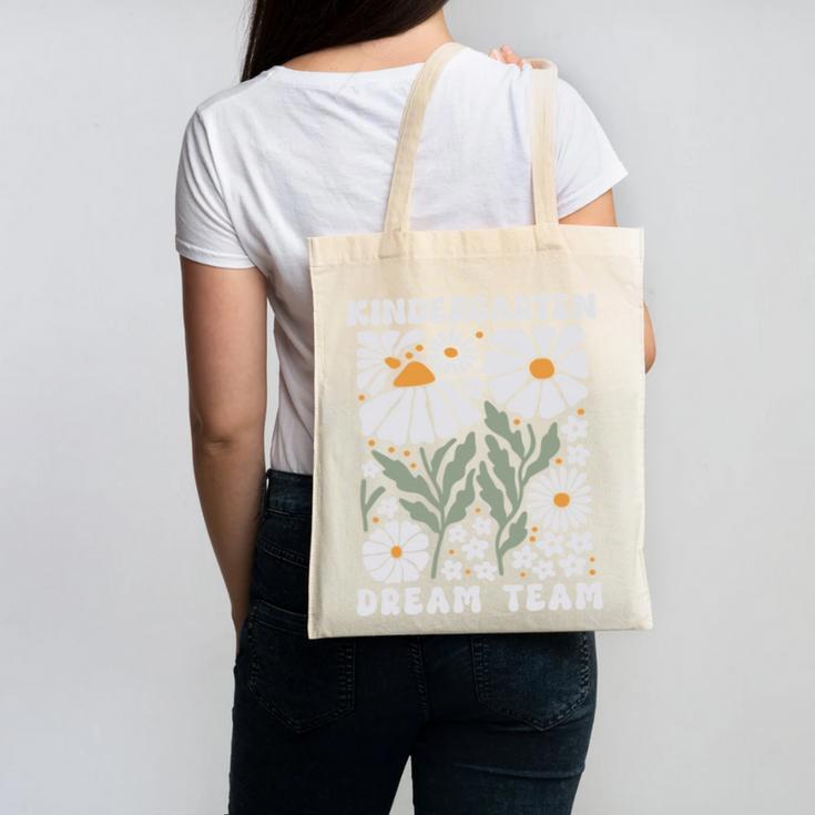 Kindergarten Dream Team First Day Back To School Boho Flower Performance Canvas Tote Bag