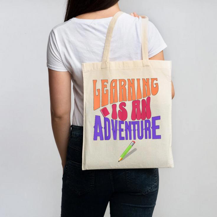 Learning Back To School Is a Motivational Canvas Tote Bag Learning Back To School Is a Motivational Canvas Tote Bag