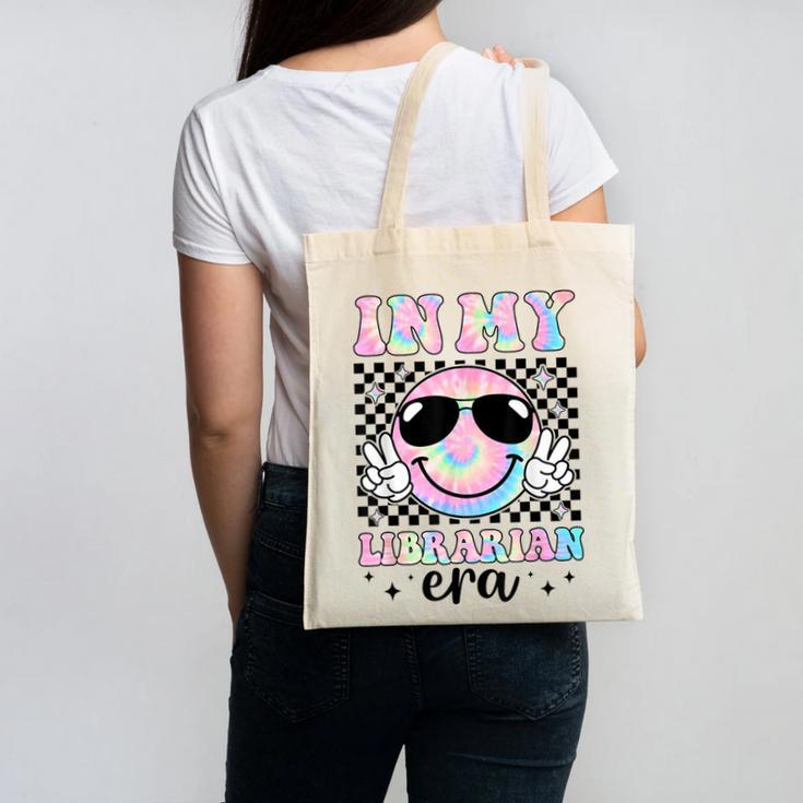 In My Librarian Era Groovy Tie Dye Back To School Canvas Tote Bag