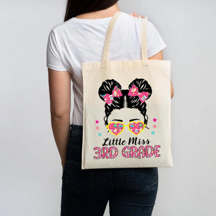 Little Miss 3rd Grade Messy Bun Back To School Canvas Tote Bag
