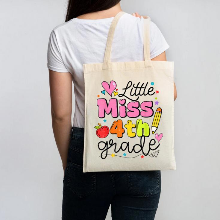 Little Miss 4th Grade Back To School Cute Fourth Grade Girls Canvas Tote Bag