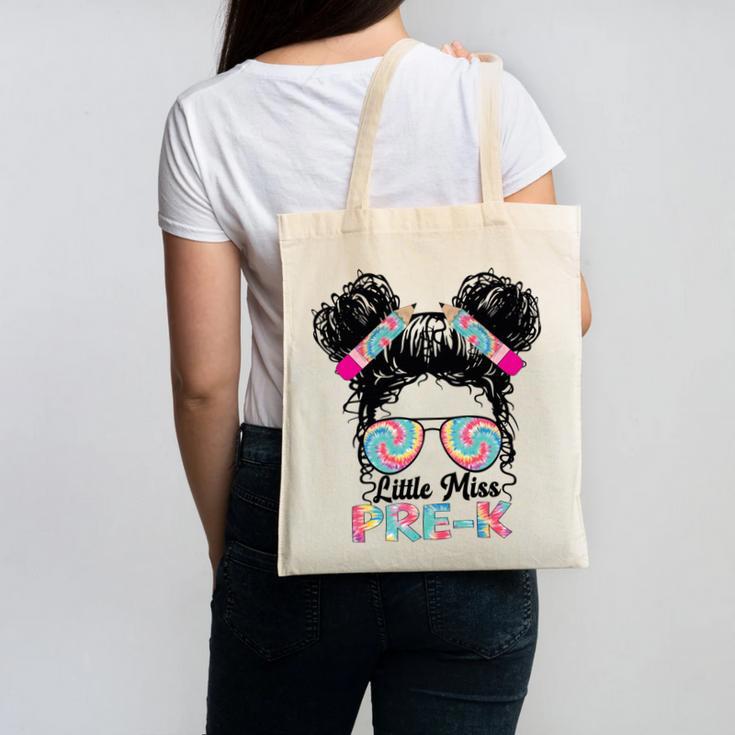 Little Miss Pre-K Girls Back To School Messy Bun Performance Canvas Tote Bag