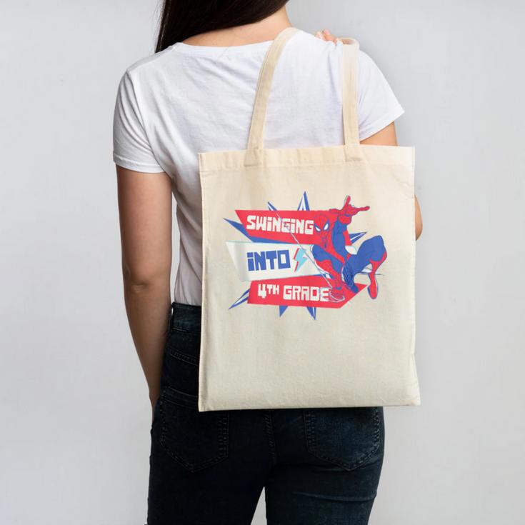 Marvel Spider-Man Swinging Into 4th Grade Back To School Canvas Tote Bag