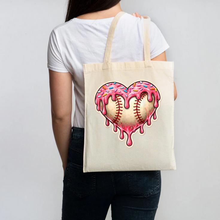 Melting Baseball Drip Heart Softball Player Lover Ice Cream Canvas Tote Bag Melting Baseball Drip Heart Softball Player Lover Ice Cream Canvas Tote Bag