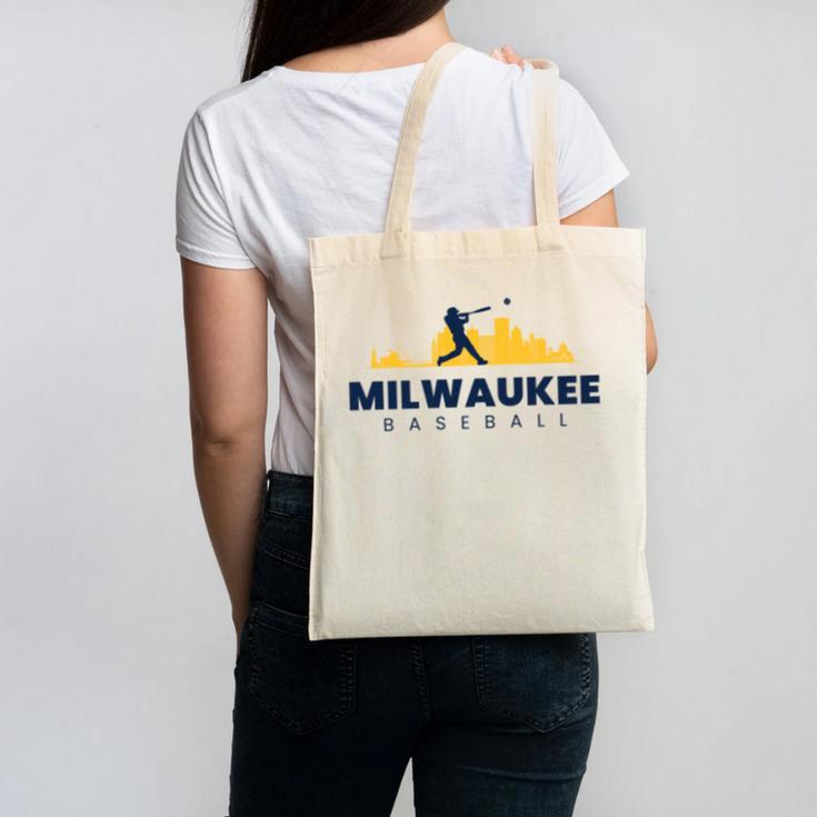Milwaukee Baseball Minimalist City Skyline Baseball Lover Canvas Tote Bag