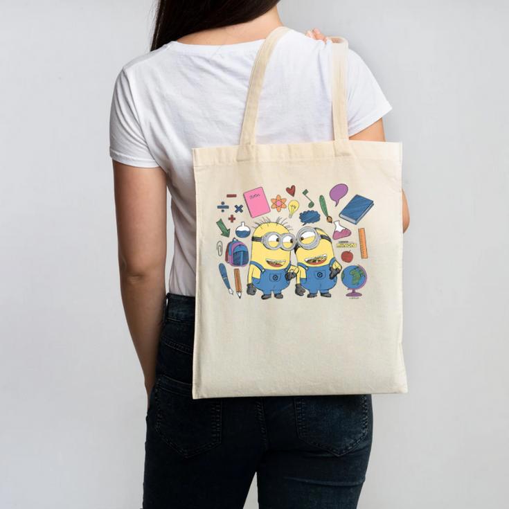 Minions Back To School Sketched Canvas Tote Bag