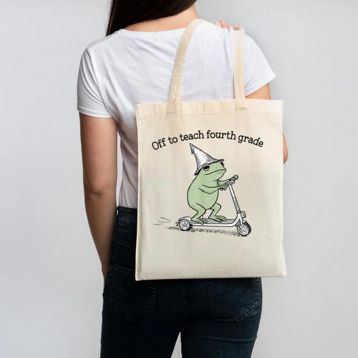 Off To Teach Fourth Grade Froggy Cute Frog Back To School Canvas Tote Bag