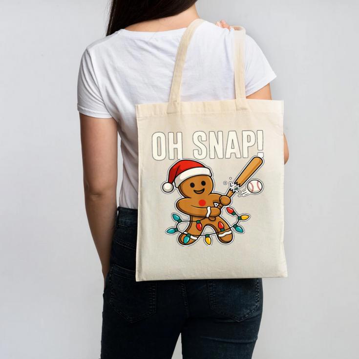Oh Snap Gingerbreadman Christmas Baseball Humor Canvas Tote Bag Oh Snap Gingerbreadman Christmas Baseball Humor Canvas Tote Bag