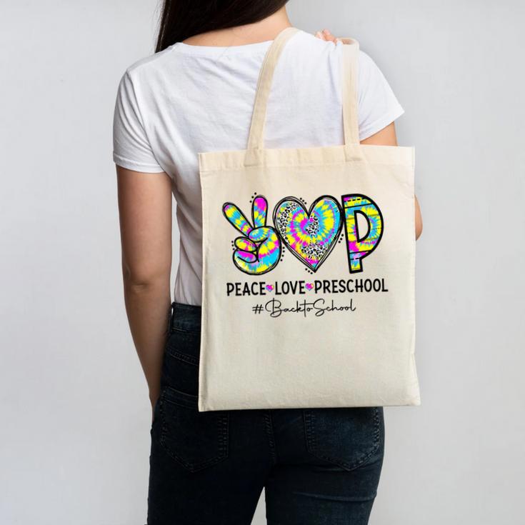 Peace Love Preschool First Day Of Preschool Back To School Canvas Tote Bag