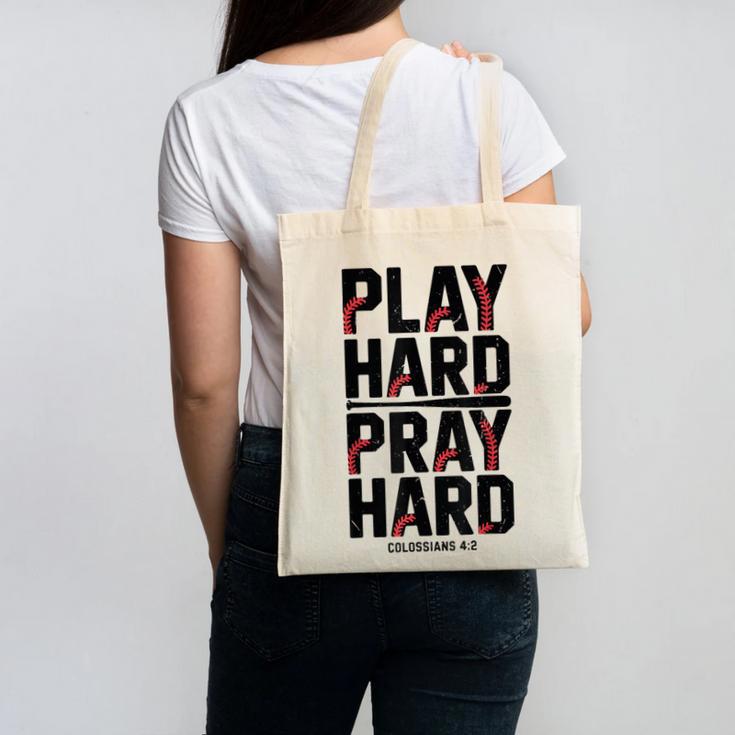 Play Hard Pray Hard Youth Boy Christian Baseball Jesus Canvas Tote Bag