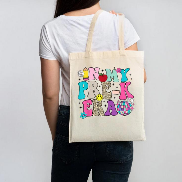 In My Pre-K Era Back To School Retro Groovy Preschool Canvas Tote Bag