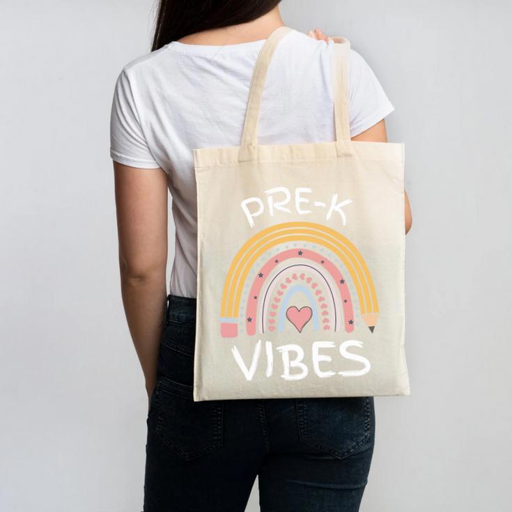 Pre-K Vibes Pencil Rainbow Back To School Boys Girls Kids Premium Tri-Blend Canvas Tote Bag