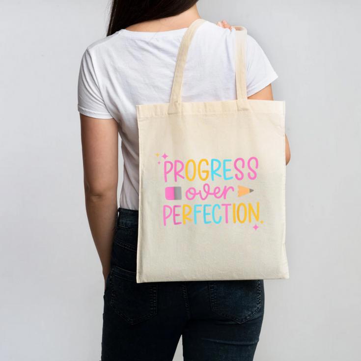Progress Over Perfection Back To School Tshirt Canvas Tote Bag Progress Over Perfection Back To School Tshirt Canvas Tote Bag