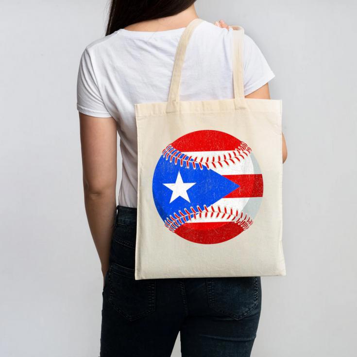 Puerto Rico Baseball Flag Boricua Beisbol Fan Gear Canvas Tote Bag Puerto Rico Baseball Flag Boricua Beisbol Fan Gear Canvas Tote Bag