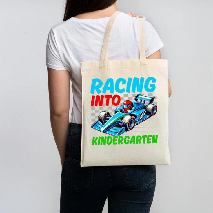 Racing Into Kindergarten Race Car Driver Back To School Performance Canvas Tote Bag