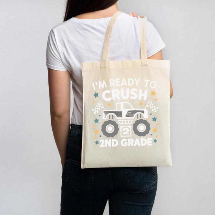 Im Ready To Crush 2nd Grade Boy Monster Truck Back To School Canvas Tote Bag