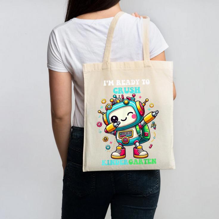 Ready To Crush Kindergarten Cute Robot Back To School Canvas Tote Bag Ready To Crush Kindergarten Cute Robot Back To School Canvas Tote Bag