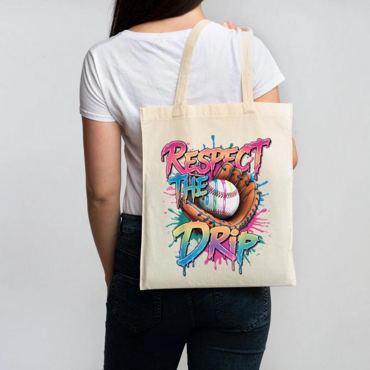 Respect The Drip Baseball Drip Glove Youth Boys Girls Player Canvas Tote Bag