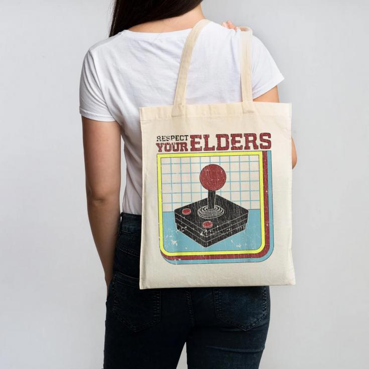 Respect Your Elders Retro Gamer Joystick Back To School Canvas Tote Bag