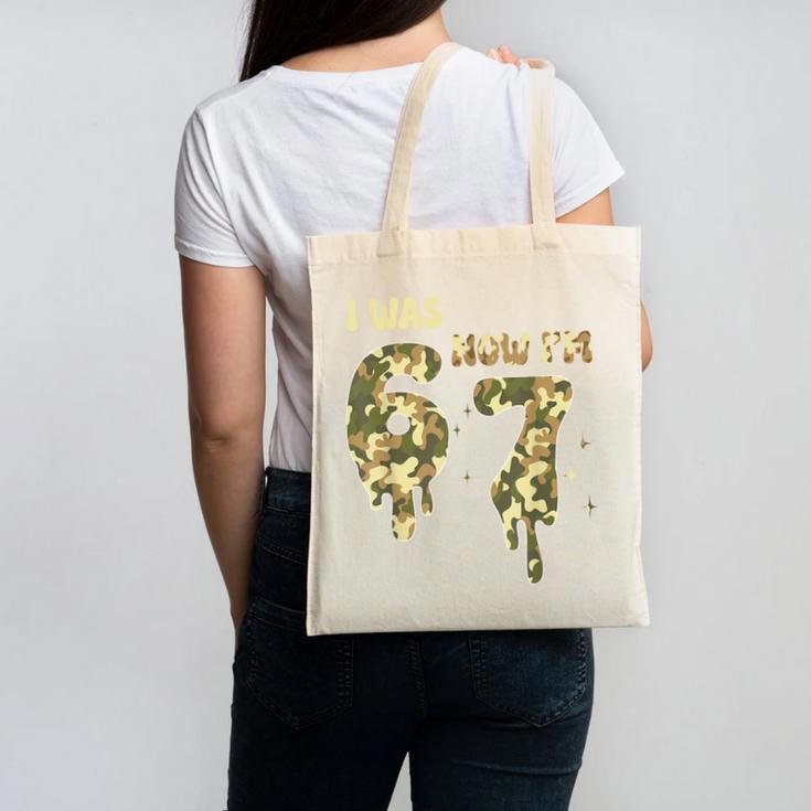 Retro I Was 6 Now I'm 7 Camo 67 Ice Cream Drip Baseball Canvas Tote Bag