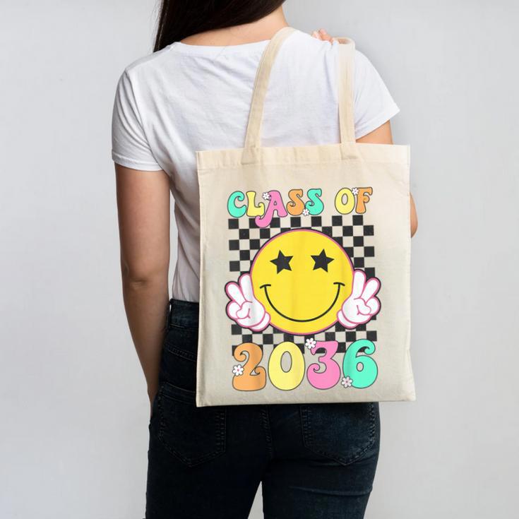 Retro Class Of 2036 Grow With Me Back To School Kindergarten Canvas Tote Bag